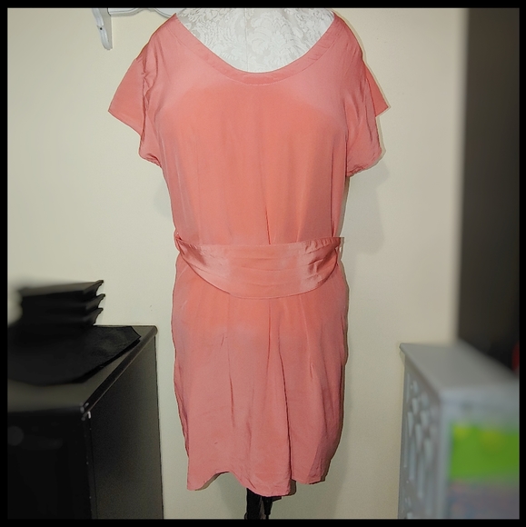 Rory Beca Tops - Silk Salmon Colored Belted Tunic, M